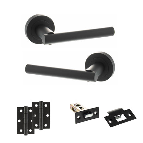 Quality image of STATUS Nebraska Door Handle Pack (Latch Set - 2.5" Latch, 3" Hinges x2) - Matt Black | Sku. adps28rmb7 | available from Trade Door Handles.