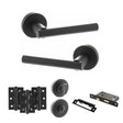 Quality image of STATUS Nebraska Door Handle Pack (Bathroom Set - 2.5" CE Bathroom Lock, 3" Fire Rated Hinges x3) - Matt Black | Sku. adps28rmb8 | available from Trade Door Handles.