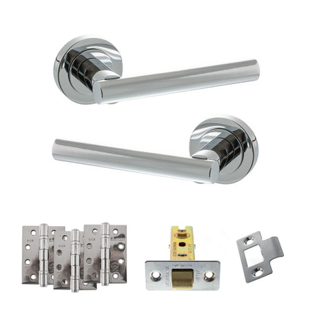 Quality image of STATUS Nebraska Door Handle Pack (Latch Set - 2.5" CE Latch, 4" Fire Rated Hinges x3) - Polished Chrome | Sku. adps28rpc3 | available from Trade Door Handles.