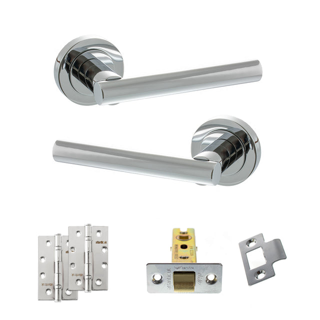 Quality image of STATUS Nebraska Door Handle Pack (Latch Set - 2.5" CE Latch, 4" Slim Knuckle Hinges x2) - Polished Chrome | Sku. adps28rpc5 | available from Trade Door Handles.