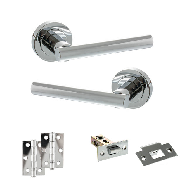 Quality image of STATUS Nebraska Door Handle Pack (Latch Set - 2.5" Latch, 3" Hinges x2) - Polished Chrome | Sku. adps28rpc7 | available from Trade Door Handles.