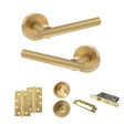 Quality image of STATUS Nebraska Door Handle Pack (Bathroom Set - 3" CE Bathroom Lock, 4" Slim Knuckle Hinges x2) - Satin Brass | Sku. adps28rsb13 | available from Trade Door Handles.