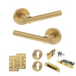 Quality image of STATUS Nebraska Door Handle Pack (Euro Lock Set - 3" CE Sashlock, 4" Slim Knuckle Hinges x2) - Satin Brass | Sku. adps28rsb25 | available from Trade Door Handles.
