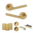 Quality image of STATUS Nebraska Door Handle Pack (Bathroom Set - 3" CE Bathroom Lock, 3" Fire Rated Hinges x3) - Satin Brass | Sku. adps28rsb9 | available from Trade Door Handles.