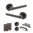 Quality image of STATUS Nebraska Door Handle Pack (Bathroom Set - 3" CE Bathroom Lock, 4" Slim Knuckle Hinges x2) - Urban Dark Bronze | Sku. adps28rudb13 | available from Trade Door Handles.