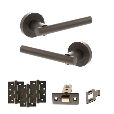 Quality image of STATUS Nebraska Door Handle Pack (Latch Set - 2.5" CE Latch, 4" Fire Rated Hinges x3) - Urban Dark Bronze | Sku. adps28rudb3 | available from Trade Door Handles.