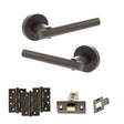 Quality image of STATUS Nebraska Door Handle Pack (Latch Set - 3" CE Latch, 4" Fire Rated Hinges x3) - Urban Dark Bronze | Sku. adps28rudb4 | available from Trade Door Handles.