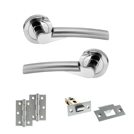 Quality image of STATUS Florida Door Handle Pack (Latch Set - 2.5" Latch, 3" Hinges x2) - Satin Chrome/Polished Chrome | Sku. adps32rscpc7 | available from Trade Door Handles.