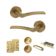 Quality image of STATUS Indiana Door Handle Pack (Bathroom Set - 3" CE Bathroom Lock, 4" Slim Knuckle Hinges x2) - Satin Brass | Sku. adps33rsb13 | available from Trade Door Handles.