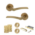 Quality image of STATUS Indiana Door Handle Pack (3 Lever Lock Set - 2.5" CE Sashlock, 4" Slim Knuckle Hinges x2) - Satin Brass | Sku. adps33rsb18 | available from Trade Door Handles.