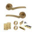 Quality image of STATUS Indiana Door Handle Pack (Euro Lock Set - 3" CE Sashlock, 4" Slim Knuckle Hinges x2) - Satin Brass | Sku. adps33rsb25 | available from Trade Door Handles.