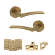 Quality image of STATUS Indiana Door Handle Pack (Latch Set - 2.5" CE Latch, 4" Fire Rated Hinges x3) - Satin Brass | Sku. adps33rsb3 | available from Trade Door Handles.