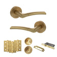 Quality image of STATUS Indiana Door Handle Pack (Bathroom Set - 3" CE Bathroom Lock, 3" Fire Rated Hinges x3) - Satin Brass | Sku. adps33rsb9 | available from Trade Door Handles.