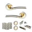 Quality image of STATUS Indiana Door Handle Pack (Euro Lock Set - 3" CE Sashlock, 3" Fire Rated Hinges x3) - Satin Nickel/Polished Brass | Sku. adps33rsnbp21 | available from Trade Door Handles.