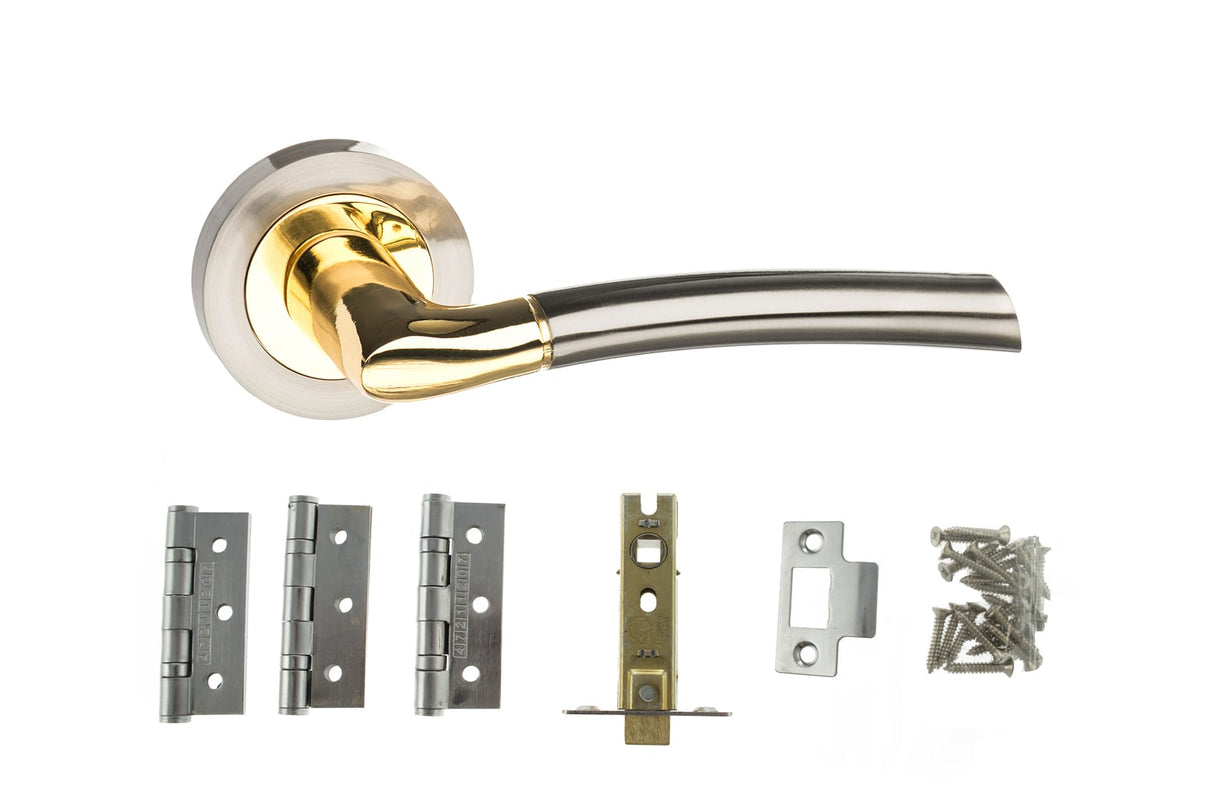 Quality image of STATUS Indiana Door Handle Pack (Latch Set - 3" CE Latch, 3" Fire Rated Hinges x3) | Sku. adps33rsnbp2 | available from Trade Door Handles.