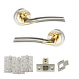 Quality image of STATUS Indiana Door Handle Pack (Latch Set - 2.5" CE Latch, 4" Fire Rated Hinges x3) - Satin Nickel/Polished Brass | Sku. adps33rsnbp3 | available from Trade Door Handles.
