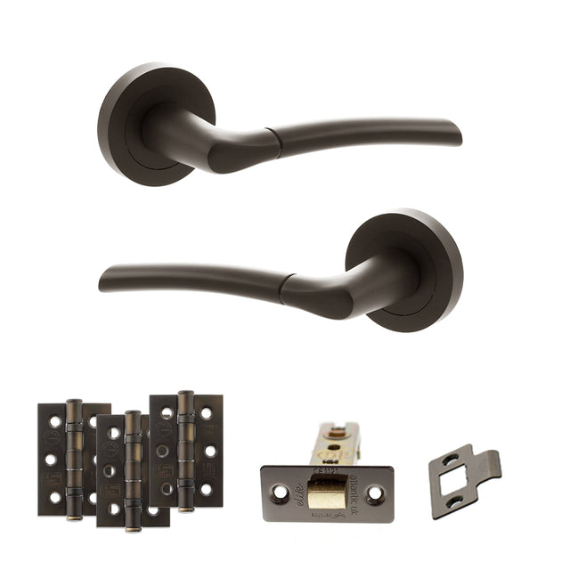 Quality image of STATUS Indiana Door Handle Pack (Latch Set - 2.5" CE Latch, 3" Fire Rated Hinges x3) - Urban Dark Bronze | Sku. adps33rudb1 | available from Trade Door Handles.