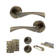 Quality image of STATUS Colorado Door Handle Pack (Bathroom Set - 2.5" CE Bathroom Lock, 4" Slim Knuckle Hinges x2) - Antique Brass | Sku. adps34rab12 | available from Trade Door Handles.