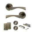 Quality image of STATUS Colorado Door Handle Pack (3 Lever Lock Set - 2.5" CE Sashlock, 4" Slim Knuckle Hinges x2) - Antique Brass | Sku. adps34rab18 | available from Trade Door Handles.