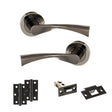 Quality image of STATUS Colorado Door Handle Pack (Latch Set - 2.5" Latch, 3" Hinges x2) - Black Nickel | Sku. adps34rbn7 | available from Trade Door Handles.