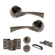 Quality image of STATUS Colorado Door Handle Pack (Bathroom Set - 2.5" CE Bathroom Lock, 3" Fire Rated Hinges x3) - Black Nickel | Sku. adps34rbn8 | available from Trade Door Handles.