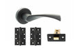 Quality image of STATUS Colorado Door Handle Pack (Latch Set - 3" CE Latch, 4" Slim Knuckle Hinges x2) - Matt Black | Sku. adps34rmb6 | available from Trade Door Handles.
