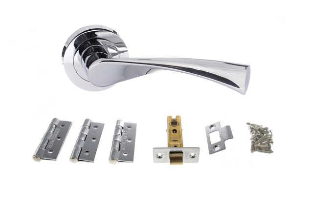 Quality image of STATUS Colorado Door Handle Pack (Latch Set - 3" CE Latch, 3" Fire Rated Hinges x3) - Polished Chrome | Sku. adps34rpc2 | available from Trade Door Handles.