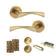 Quality image of STATUS Colorado Door Handle Pack (Bathroom Set - 3" CE Bathroom Lock, 4" Slim Knuckle Hinges x2) - Satin Brass | Sku. adps34rsb13 | available from Trade Door Handles.
