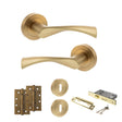 Quality image of STATUS Colorado Door Handle Pack (3 Lever Lock Set - 2.5" CE Sashlock, 4" Slim Knuckle Hinges x2) - Satin Brass | Sku. adps34rsb18 | available from Trade Door Handles.