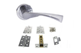 Quality image of STATUS Colorado Door Handle Pack (Latch Set - 3" CE Latch, 3" Fire Rated Hinges x3) - Satin Chrome | Sku. adps34rsc2 | available from Trade Door Handles.