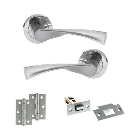 Quality image of STATUS Colorado Door Handle Pack (Latch Set - 2.5" Latch, 3" Hinges x2) - Satin Chrome | Sku. adps34rsc7 | available from Trade Door Handles.