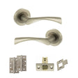 Quality image of STATUS Colorado Door Handle Pack (Latch Set - 2.5" CE Latch, 4" Slim Knuckle Hinges x2) - Satin Nickel | Sku. adps34rsn5 | available from Trade Door Handles.
