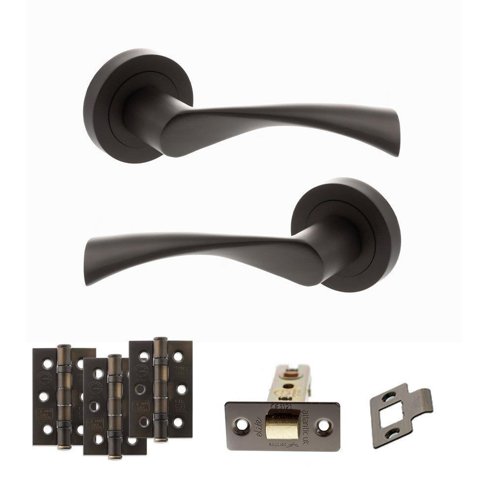 Quality image of STATUS Colorado Door Handle Pack (Latch Set - 2.5" CE Latch, 3" Fire Rated Hinges x3) - Urban Dark Bronze | Sku. adps34rudb1 | available from Trade Door Handles.