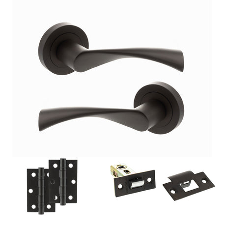 Quality image of STATUS Colorado Door Handle Pack (Latch Set - 2.5" Latch, 3" Hinges x2) - Urban Dark Bronze | Sku. adps34rudb7 | available from Trade Door Handles.