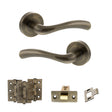 Quality image of STATUS Texas Door Handle Pack (Latch Set - 2.5" CE Latch, 3" Fire Rated Hinges x3) - Antique Brass | Sku. adps35rab1 | available from Trade Door Handles.