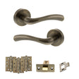 Quality image of STATUS Texas Door Handle Pack (Latch Set - 3" CE Latch, 4" Fire Rated Hinges x3) - Antique Brass | Sku. adps35rab4 | available from Trade Door Handles.