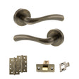 Quality image of STATUS Texas Door Handle Pack (Latch Set - 3" CE Latch, 4" Slim Knuckle Hinges x2) - Antique Brass | Sku. adps35rab6 | available from Trade Door Handles.