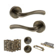 Quality image of STATUS Texas Door Handle Pack (Bathroom Set - 2.5" CE Bathroom Lock, 3" Fire Rated Hinges x3) - Antique Brass | Sku. adps35rab8 | available from Trade Door Handles.