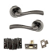 Quality image of STATUS Texas Door Handle Pack (Latch Set - 3" CE Latch, 4" Fire Rated Hinges x3) - Black Nickel | Sku. adps35rbn4 | available from Trade Door Handles.