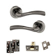 Quality image of STATUS Texas Door Handle Pack (Latch Set - 2.5" CE Latch, 4" Slim Knuckle Hinges x2) - Black Nickel | Sku. adps35rbn5 | available from Trade Door Handles.