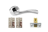 Quality image of STATUS Texas Door Handle Pack (Latch Set - 3" CE Latch, 4" Slim Knuckle Hinges x2) - Polished Chrome | Sku. adps35rpc6 | available from Trade Door Handles.