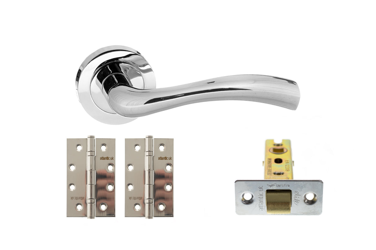 Quality image of STATUS Texas Door Handle Pack (Latch Set - 3" CE Latch, 4" Slim Knuckle Hinges x2) - Black Nickel | Sku. adps35rbn6 | available from Trade Door Handles.