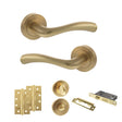 Quality image of STATUS Texas Door Handle Pack (Bathroom Set - 3" CE Bathroom Lock, 4" Slim Knuckle Hinges x2) - Satin Brass | Sku. adps35rsb13 | available from Trade Door Handles.
