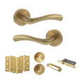 Quality image of STATUS Texas Door Handle Pack (Bathroom Set - 3" CE Bathroom Lock, 3" Fire Rated Hinges x3) - Satin Brass | Sku. adps35rsb9 | available from Trade Door Handles.