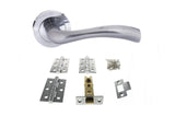 Quality image of STATUS Texas Door Handle Pack (Latch Set - 2.5" CE Latch, 3" Fire Rated Hinges x3) - Satin Chrome | Sku. adps35rsc1 | available from Trade Door Handles.