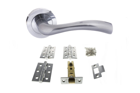 Quality image of Atlantic Texas Door Pack Bundle (2.5" Latch, 3"x2" Hingesx3) - Satin Chrome | Sku. adpbs35rsc25 | available from Trade Door Handles.
