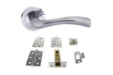 Quality image of STATUS Texas Door Handle Pack (Latch Set - 3" CE Latch, 3" Fire Rated Hinges x3) - Satin Chrome | Sku. adps35rsc2 | available from Trade Door Handles.