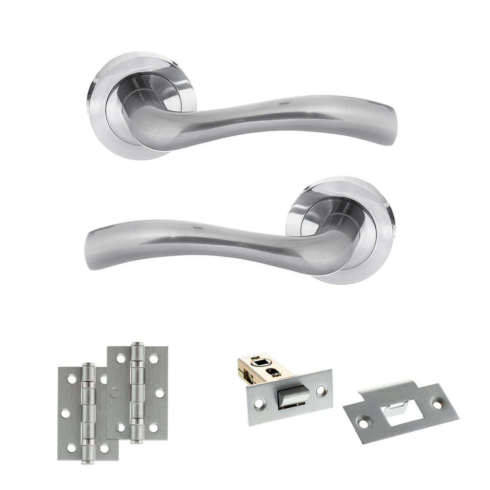 Quality image of STATUS Texas Door Handle Pack (Latch Set - 2.5" Latch, 3" Hinges x2) - Satin Chrome | Sku. adps35rsc7 | available from Trade Door Handles.