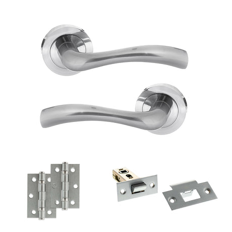 Quality image of STATUS Texas Door Handle Pack (Latch Set - 2.5" Latch, 3" Hinges x2) - Satin Chrome | Sku. adps35rsc7 | available from Trade Door Handles.