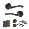 Quality image of STATUS Texas Door Handle Pack (Bathroom Set - 3" CE Bathroom Lock, 4" Slim Knuckle Hinges x2) - Urban Dark Bronze | Sku. adps35rudb13 | available from Trade Door Handles.